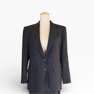 Ralph Lauren Vintage 100% Wool Gray Single Breasted Blazer Working Girl Designer